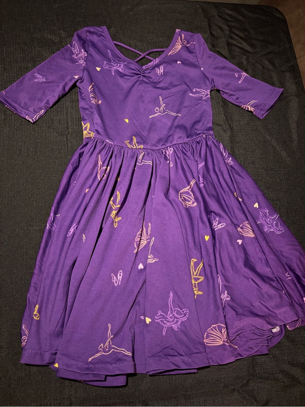 Dot Dot Smile Purple Ballet Print Twirl Dress